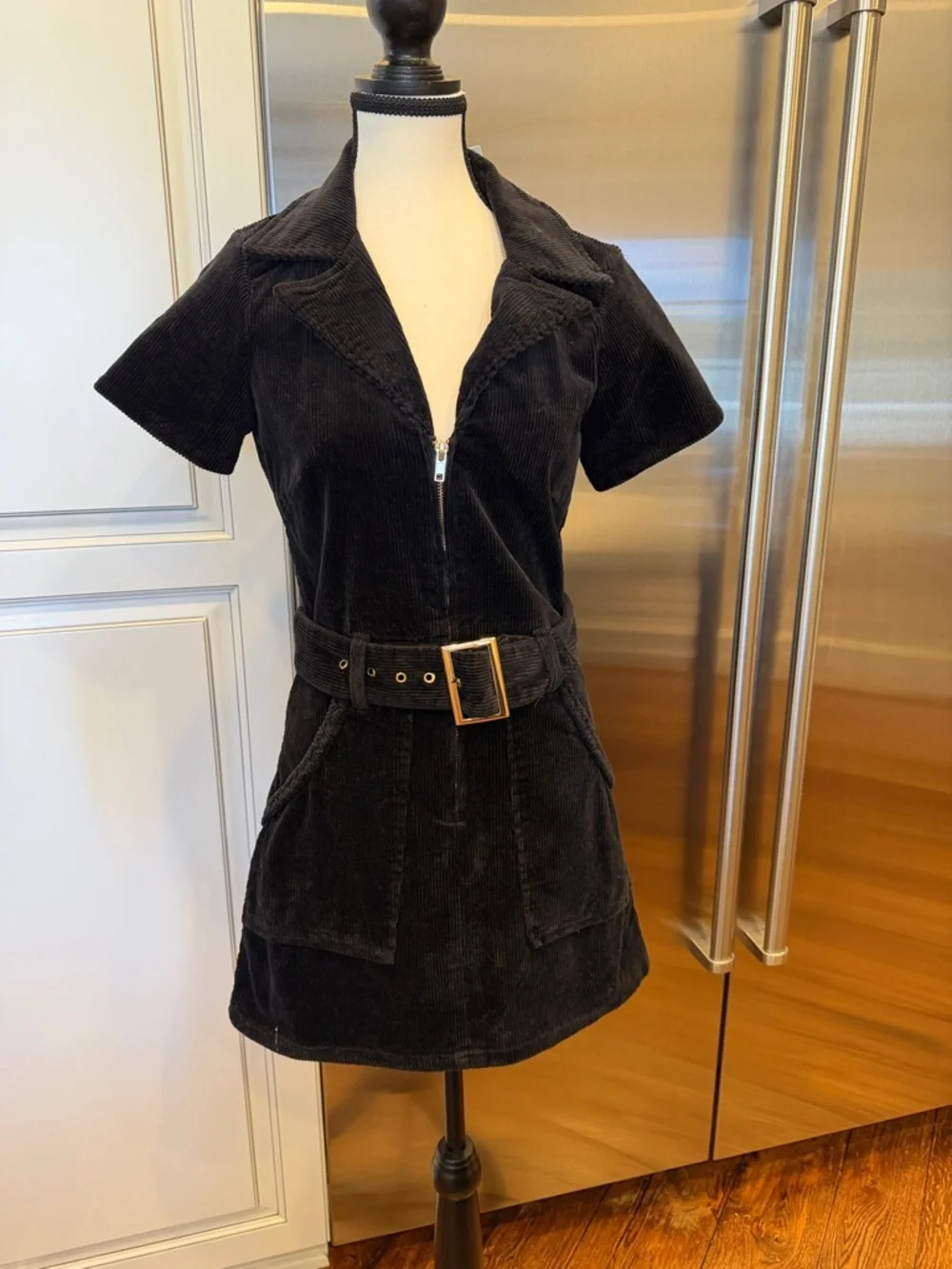 Show Me Your MuMu Black Mini Shirt Dress with Buckle Belt - Picture 4 of 7
